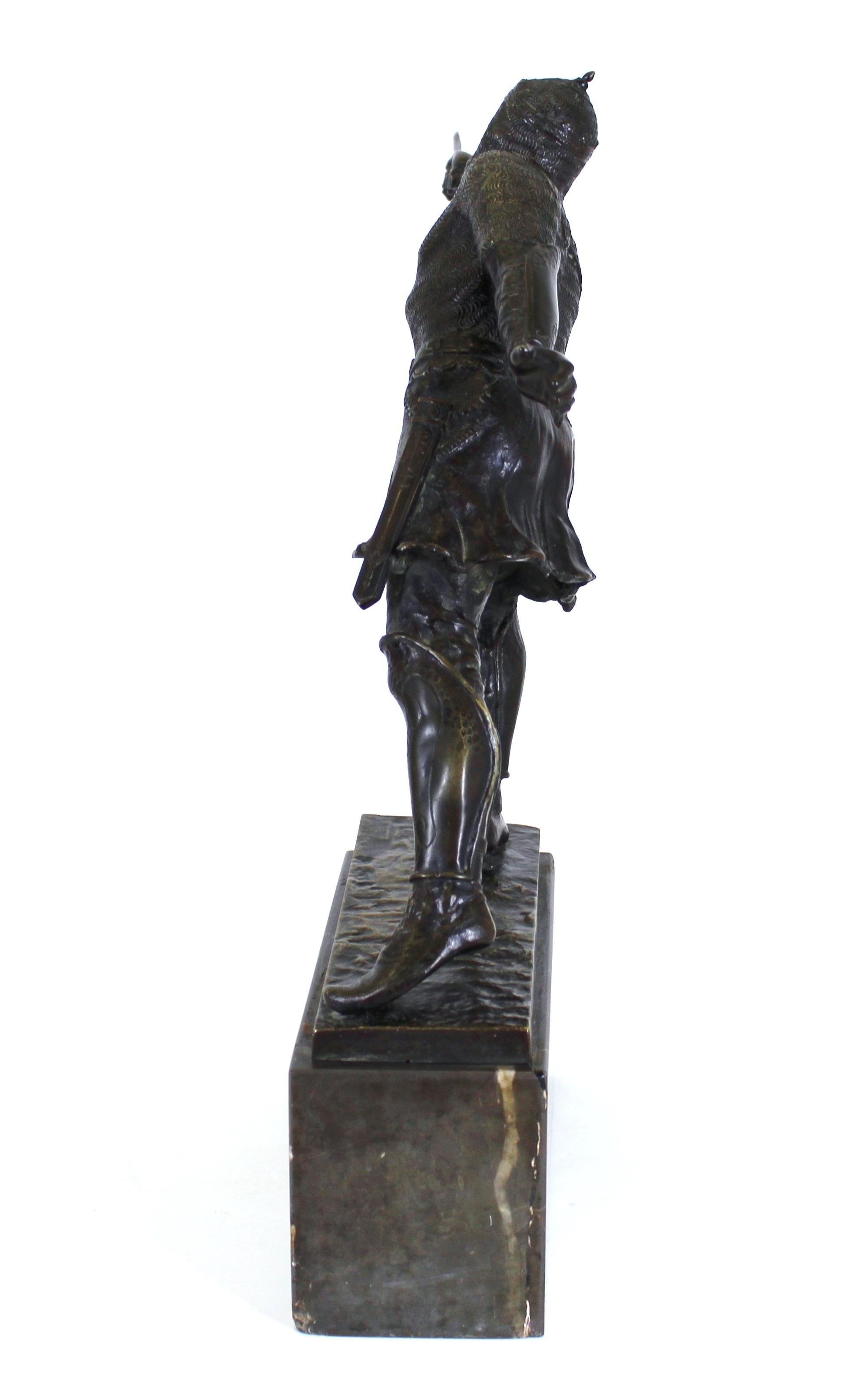 Early 20th Century Rudolf Kuchler Austrian Medieval Revival Bronze Knight Sculpture