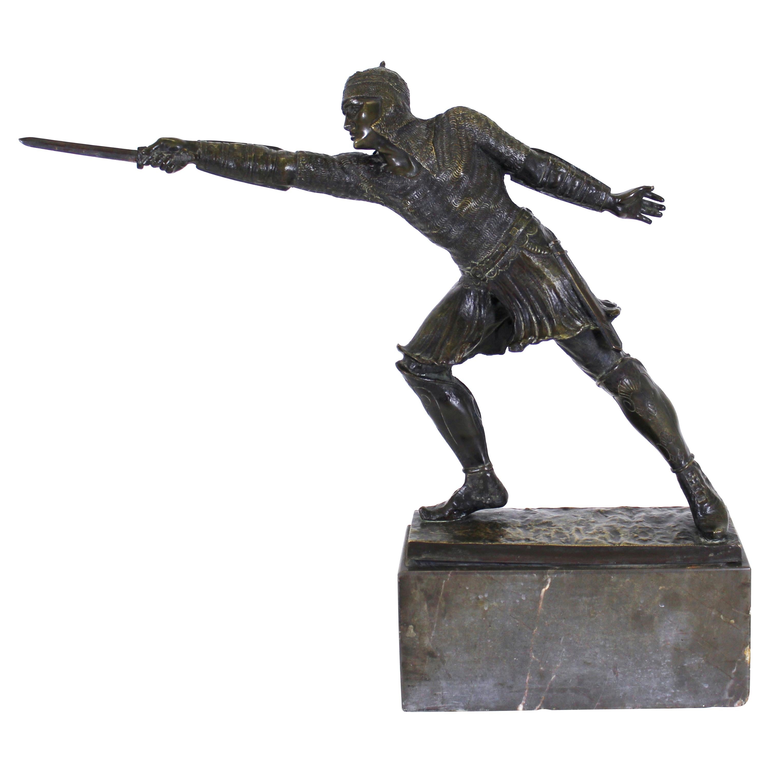 Rudolf Kuchler Austrian Medieval Revival Bronze Knight Sculpture
