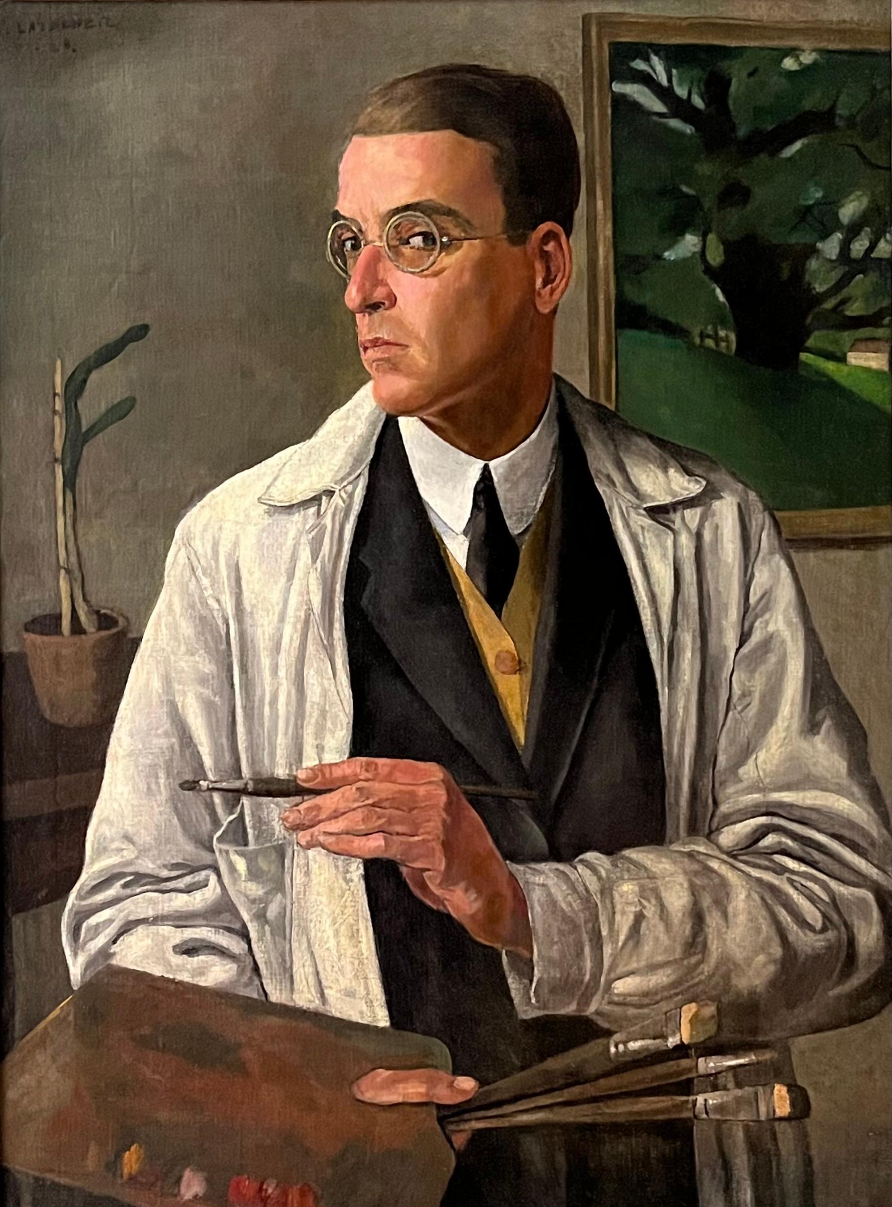 Portrait Painting de Rudolf Latcher - Autorretrato del artista, 1928