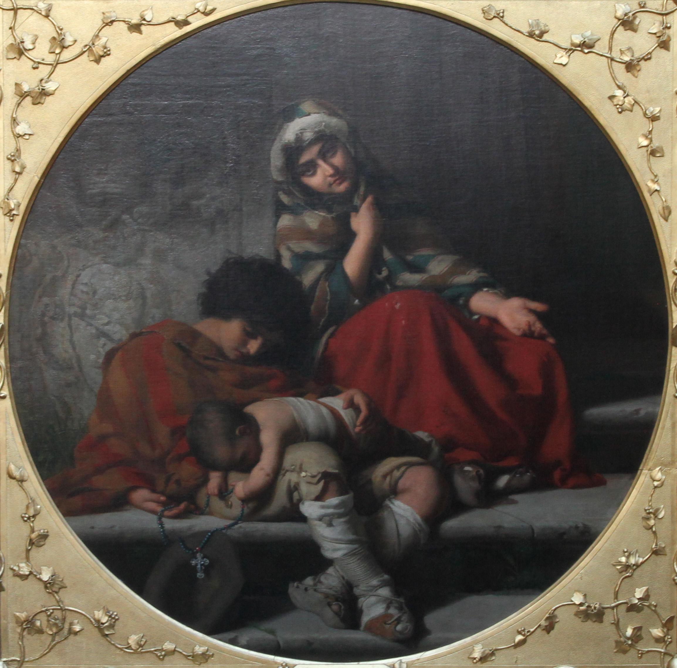 Charity - Royal Academy Exhib. 19. Jahrhundert Kunst Präraffaelitisches Porträt Ölgemälde – Painting von Rudolf Lehmann