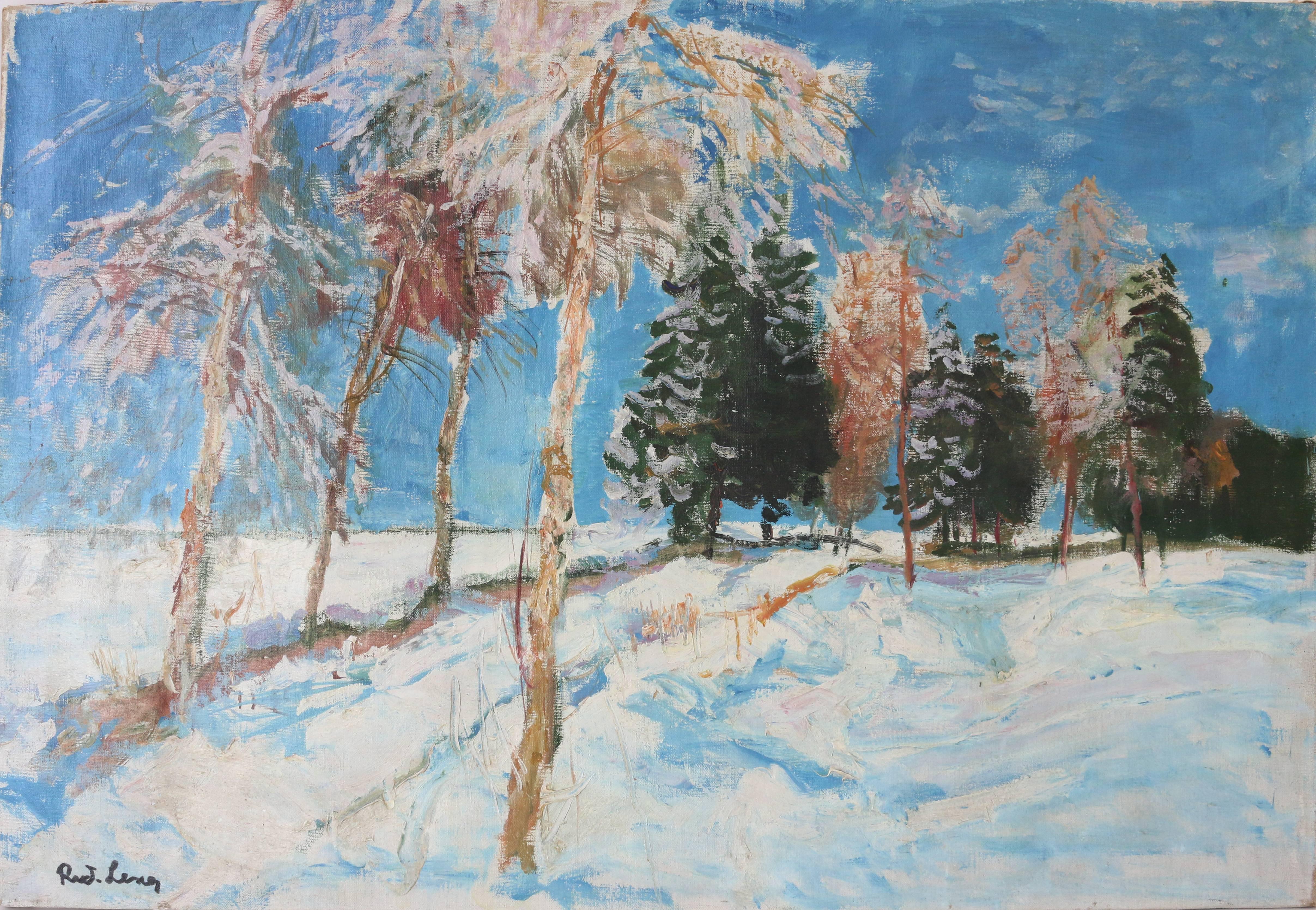  Rudolf Lexa Landscape Painting - Winter Paths ( Zimní Cesta)