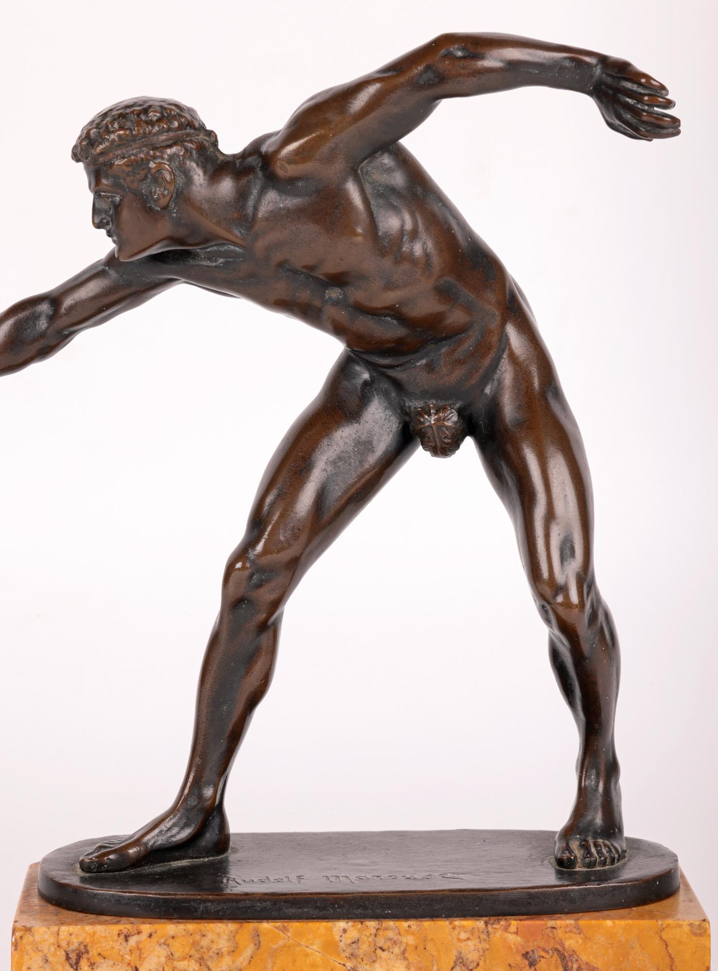 Rudolf Marcuse German Bronze Gladiator Figure on Marble Stand 7
