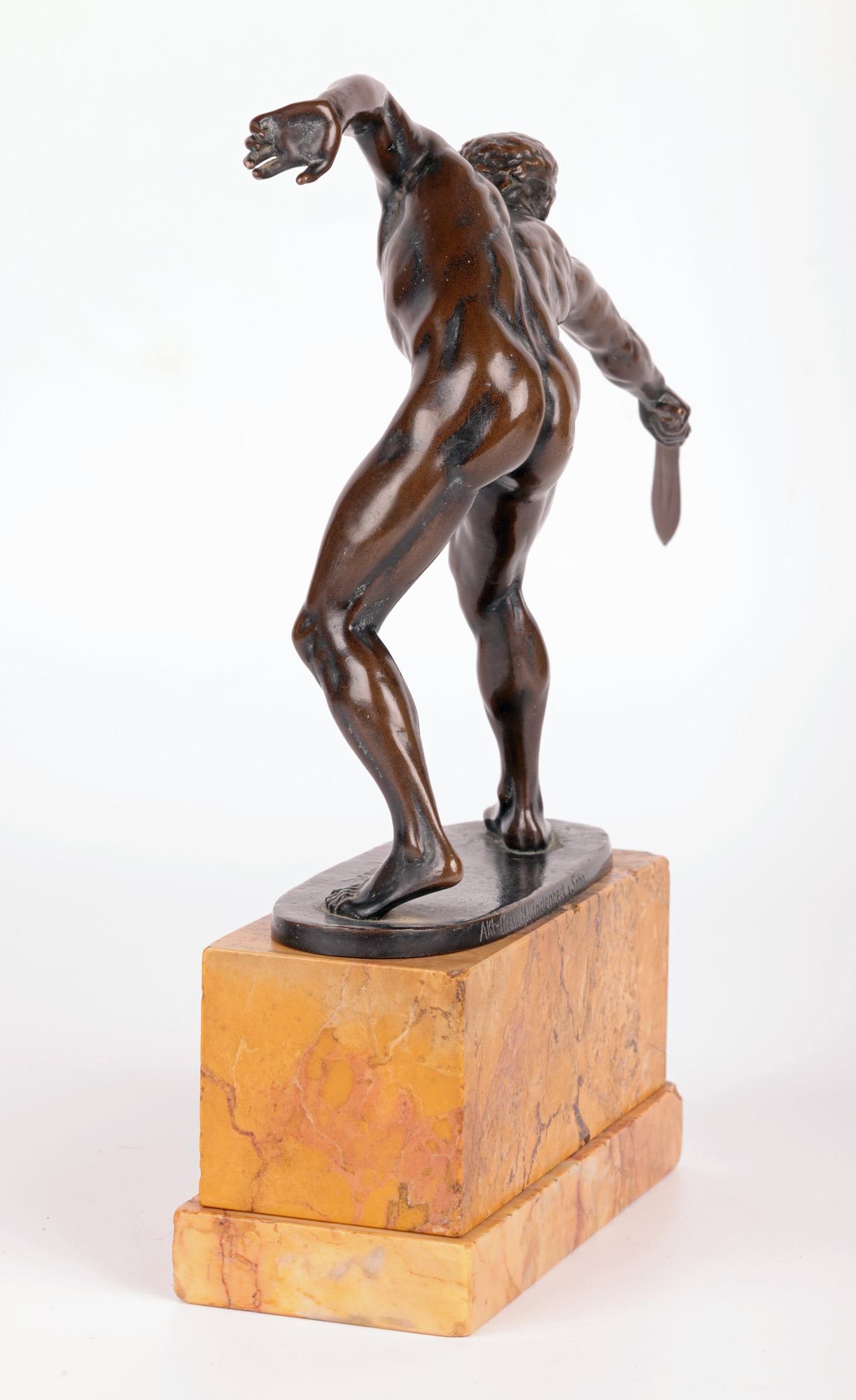 Rudolf Marcuse German Bronze Gladiator Figure on Marble Stand 11