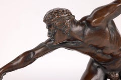 Rudolf Marcuse German Bronze Gladiator Figure on Marble Stand