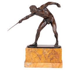Rudolf Marcuse German Bronze Gladiator Figure on Marble Stand