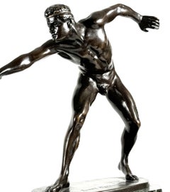 Antique bronze nude gladiator/ swordsman - Signed "Rudolf Marcuse" + "Gladenbeck