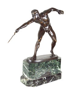 Antique bronze nude gladiator/ swordsman - Signed "Rudolf Marcuse" + "Gladenbeck