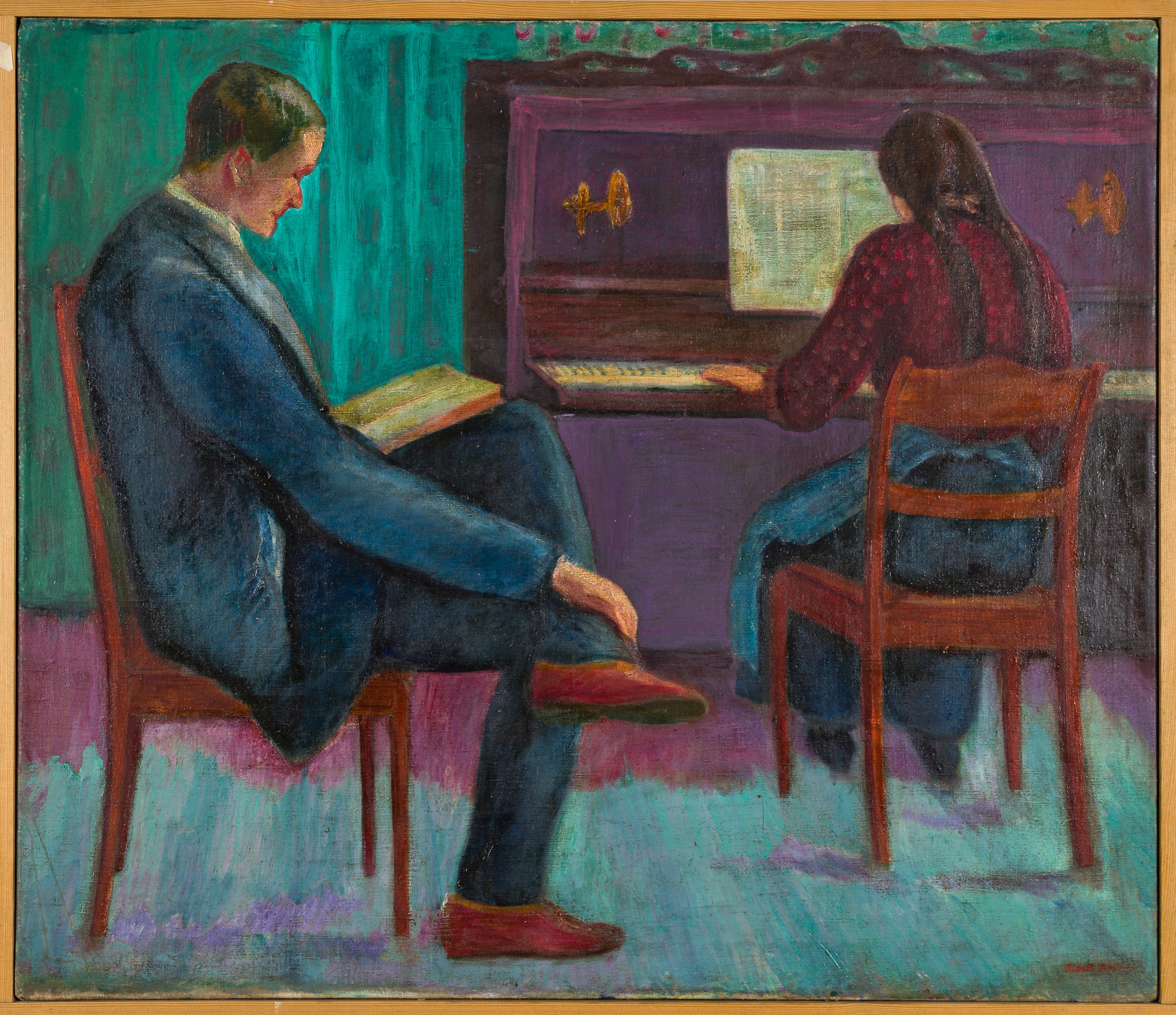 Klavierspiel, Martha und Alfred - Painting de Rudolf Möller