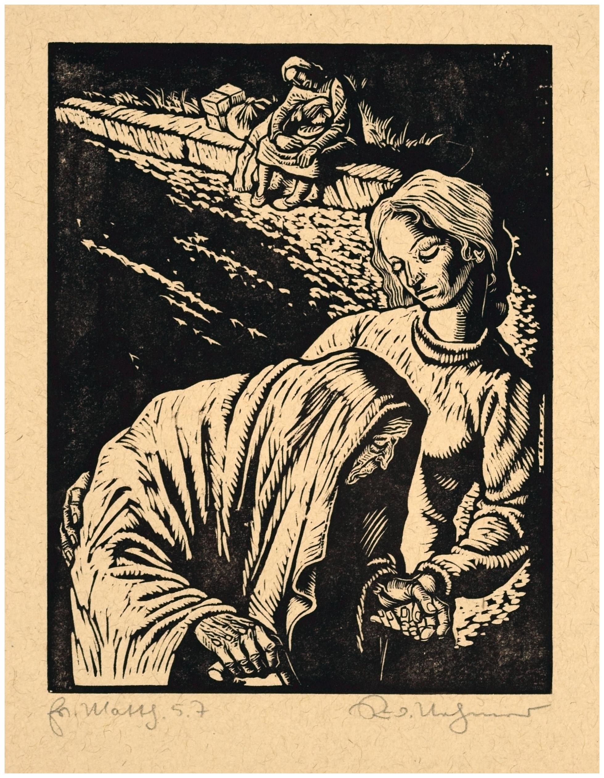 Blessed are the merciful / - The support of care - - Print by Rudolf Nehmer