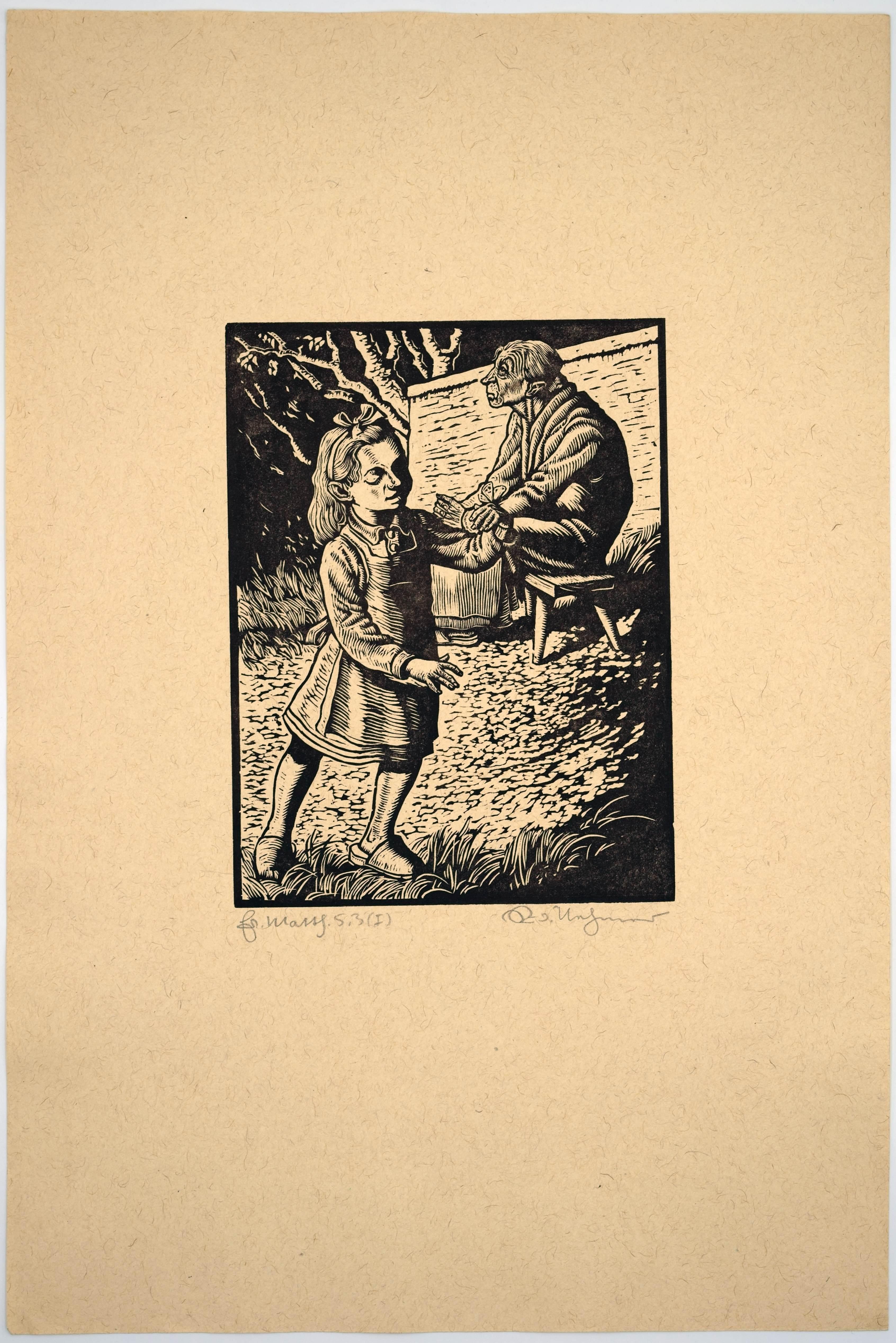 Blessed are the spiritually poor / - The Abundance of Poverty - - Realist Print by Rudolf Nehmer