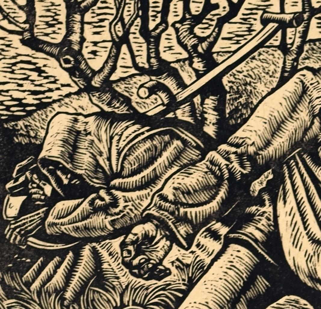 The Fieldman and Death / - Sowing and Harvest - - Print by Rudolf Nehmer