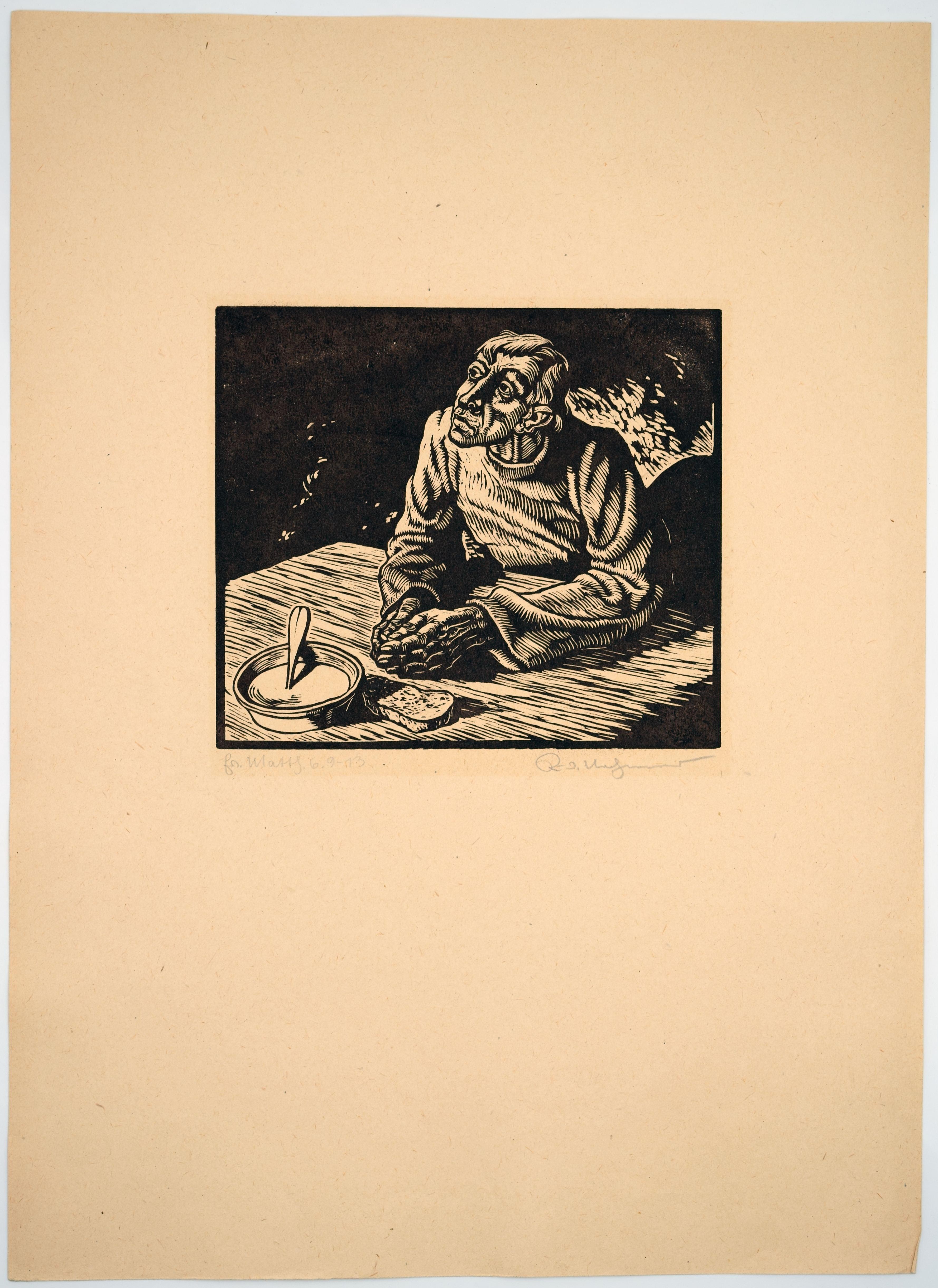The Lord's Prayer / - De Profundis - (Realismus), Print, von Rudolf Nehmer