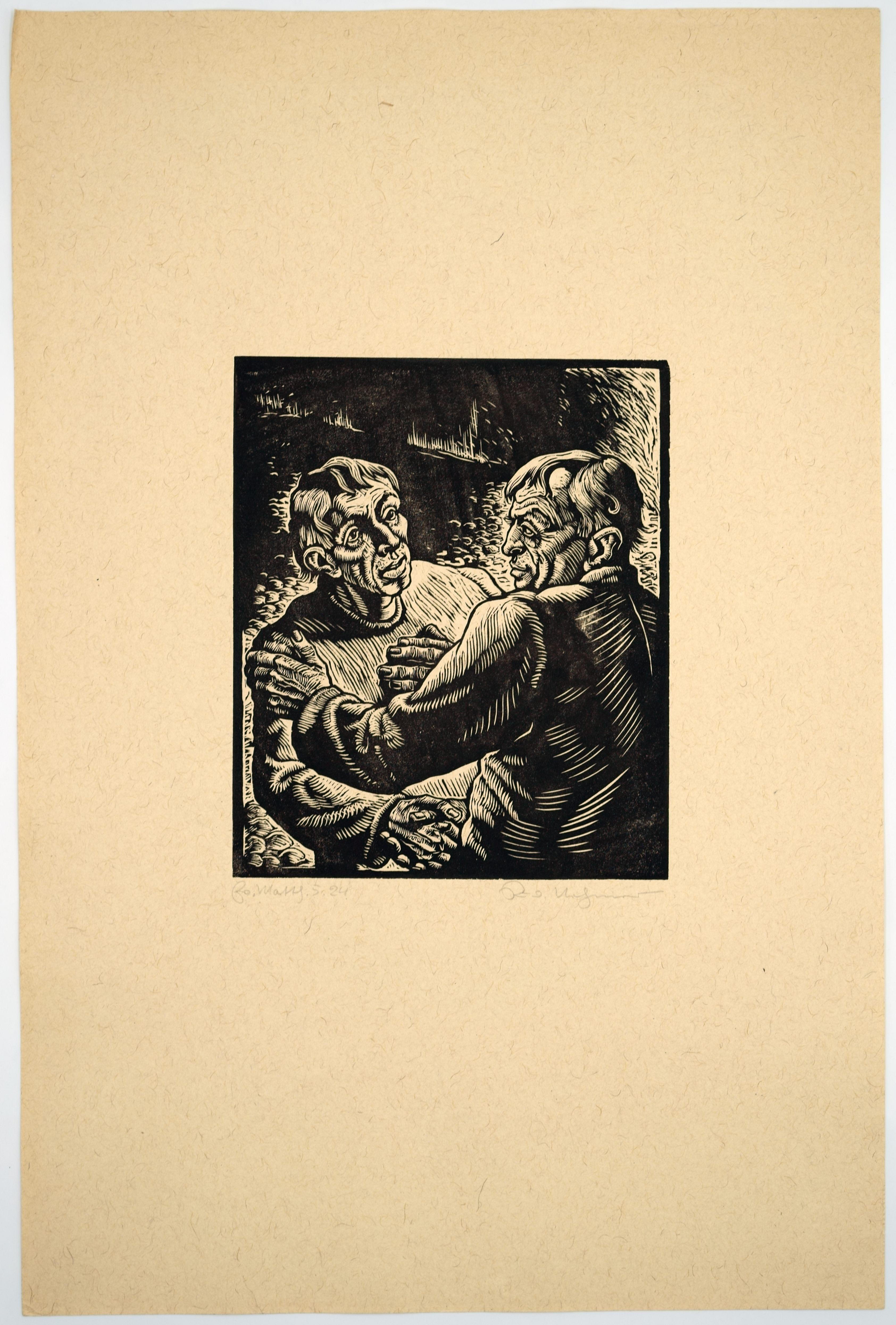 The Reconciliation / - Togetherness - - Realist Print by Rudolf Nehmer
