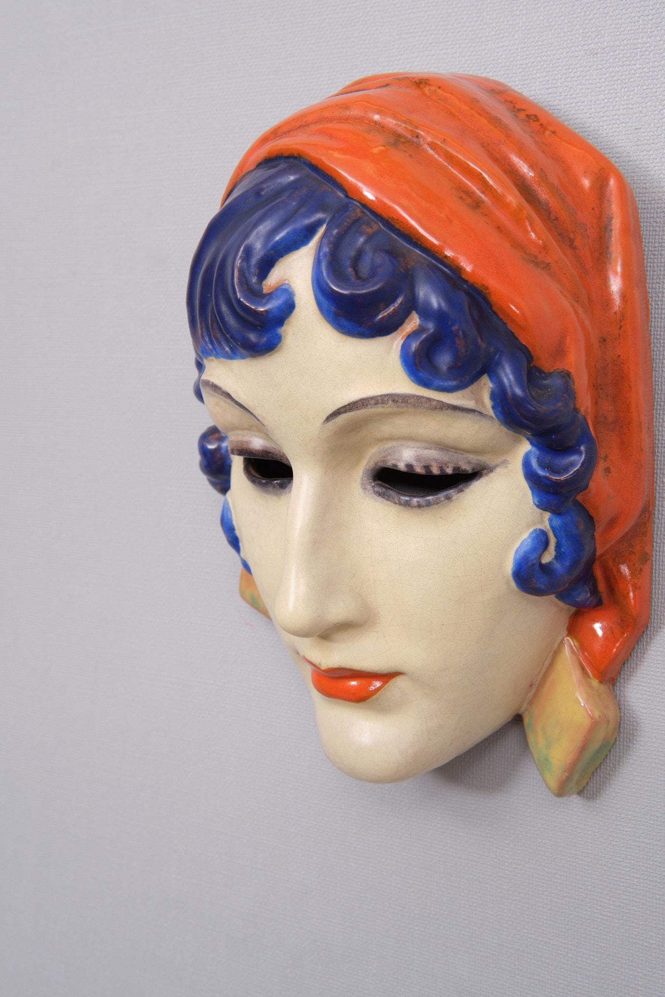 Austrian Rudolf Podany for Keramos - polychrome Art Deco  wall mask