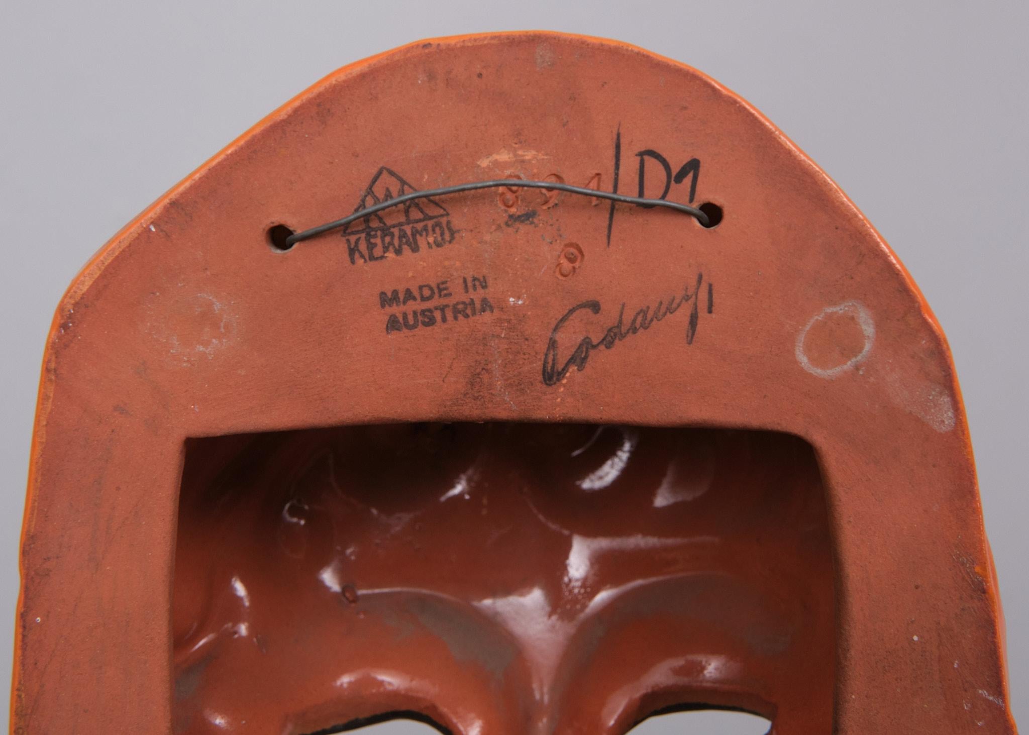 Ceramic Rudolf Podany for Keramos - polychrome Art Deco  wall mask