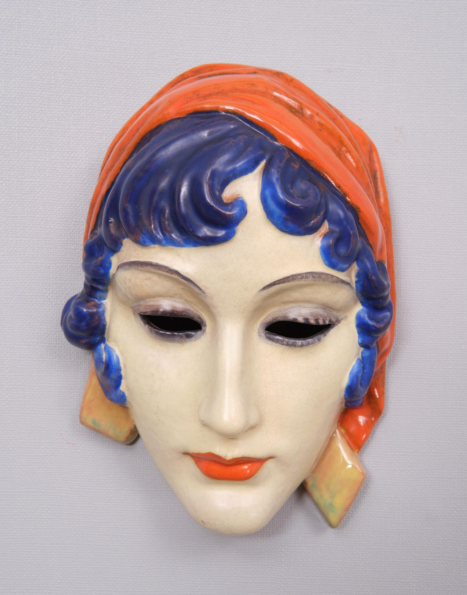 Rudolf Podany for Keramos - polychrome Art Deco  wall mask 1