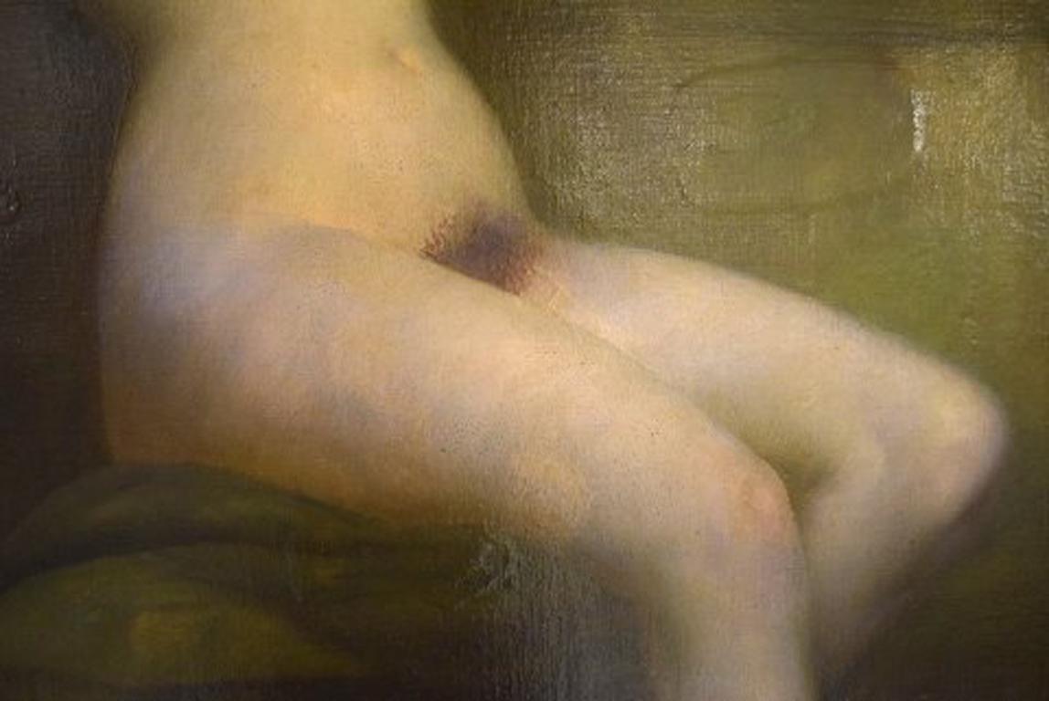 Late 19th Century Rudolf Preuss, Austrian Painter 'B.1879, 1961', Seated Young Nude Model