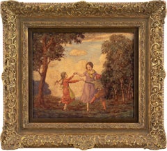 Antique Rudolf Riemerschmid, Children Dancing In A Wood, Tempera