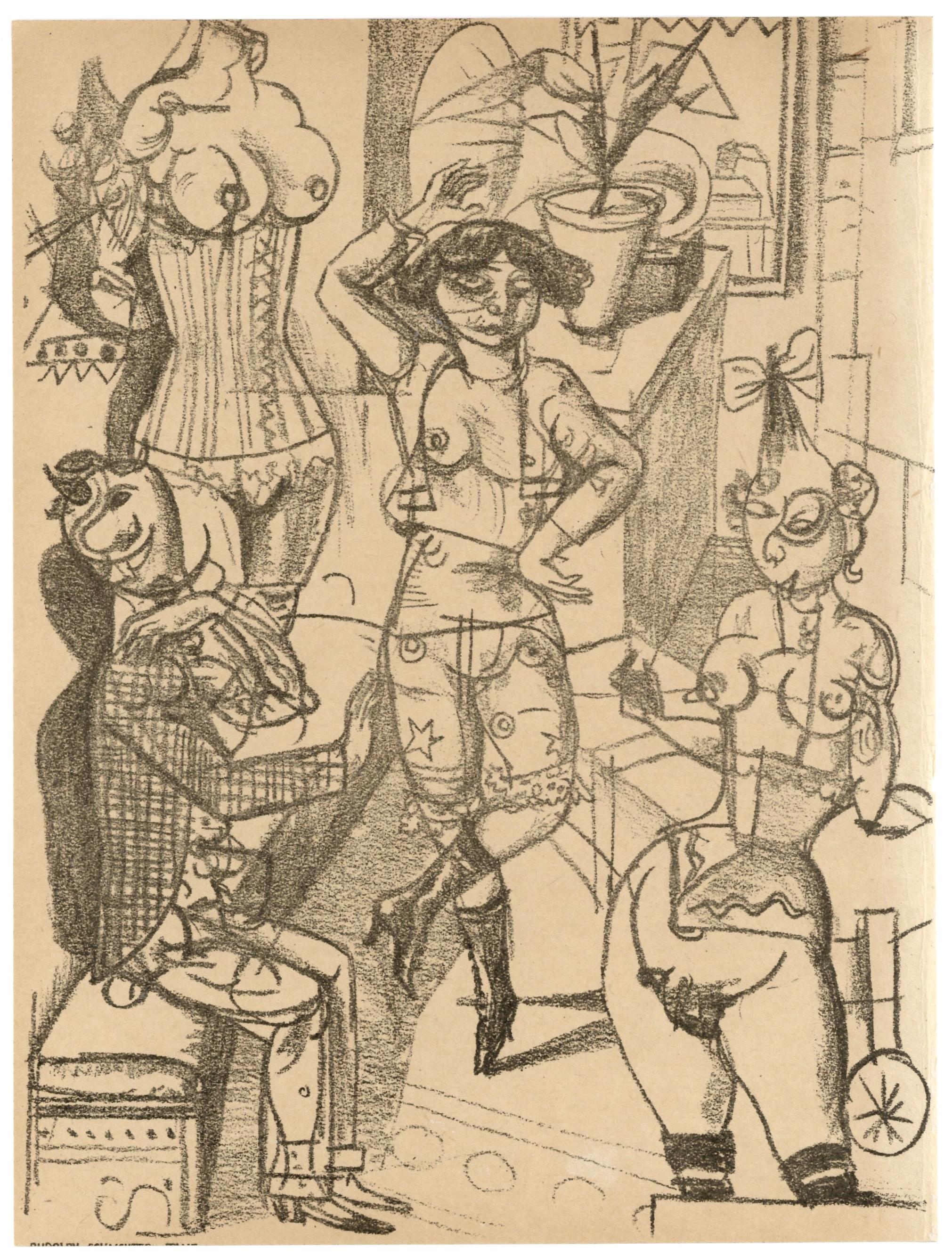 "Tanz" original lithograph - Print by Rudolf Schlichter
