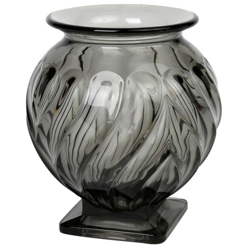 Moderne Art Deco Cubist Vase - Ruba Rombic by Consolidated Glass at 1stDibs