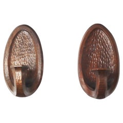 Rudolf Steiner Dornach Hand Carved Pair Wall Candle Holders, Switzerland 1920s