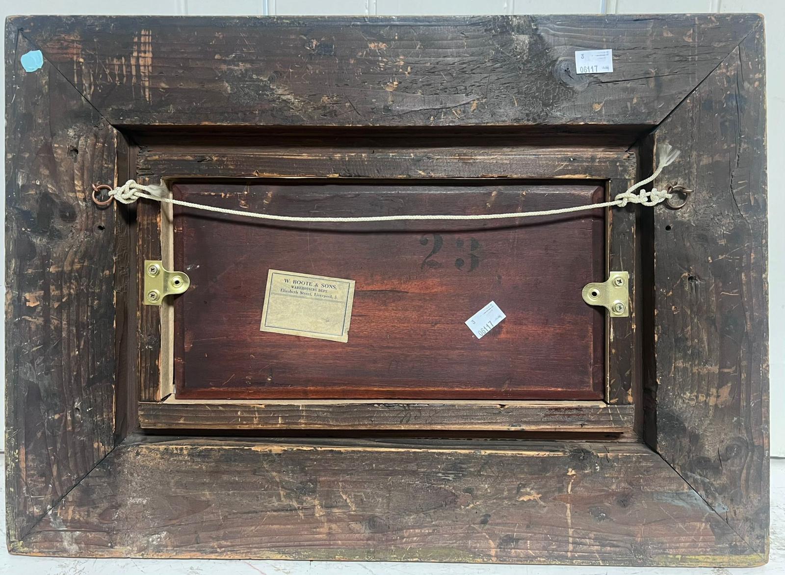 Antique British Scena di caccia a cavallo in bella cornice dorata 2