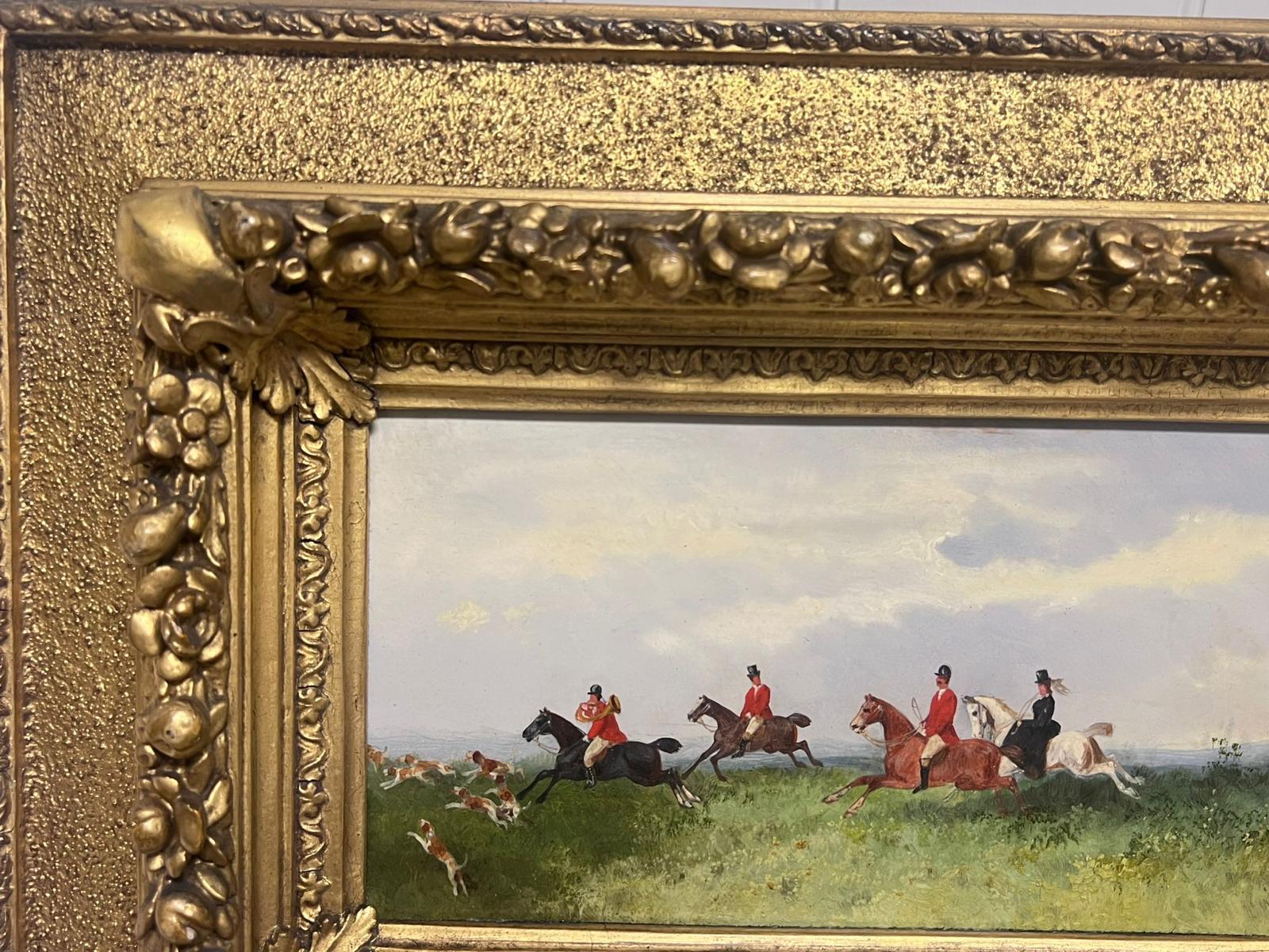 In Full Chase Classic English Fox Hunting Landscape Antique English Oil Painting 2