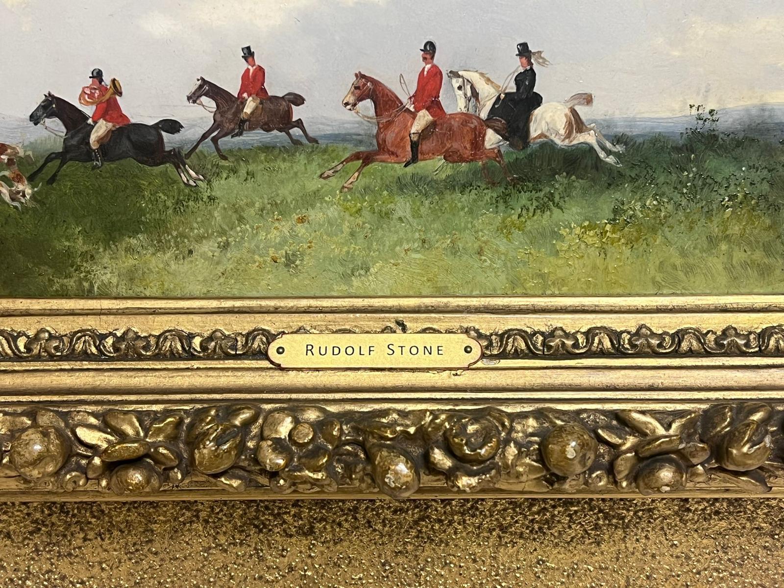In Full Chase Classic English Fox Hunting Landscape Antique English Oil Painting 3