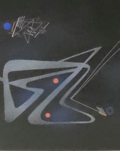 Rudolf Von Huhn "Cadencia I" 1955 Aguada sobre papel tejido negro