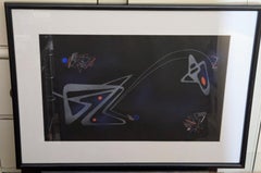 Rudolf Von Huhn "Cadencia I" 1955 Aguada sobre papel tejido negro