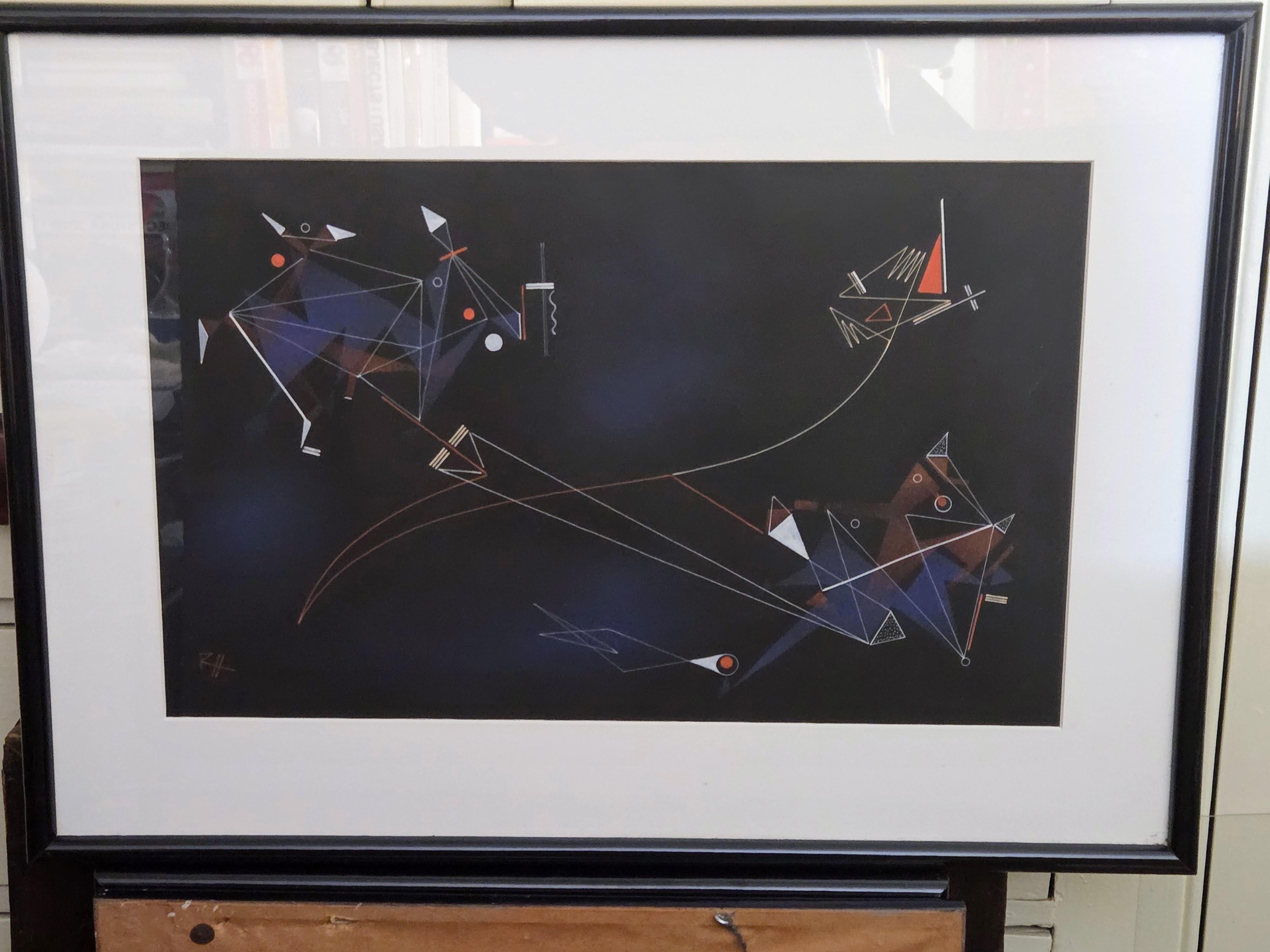 Rudolf Von Huhn Abstract Painting - Rudolf von Huhn "Kites and Gusts" Gouache on Wove Paper 1955