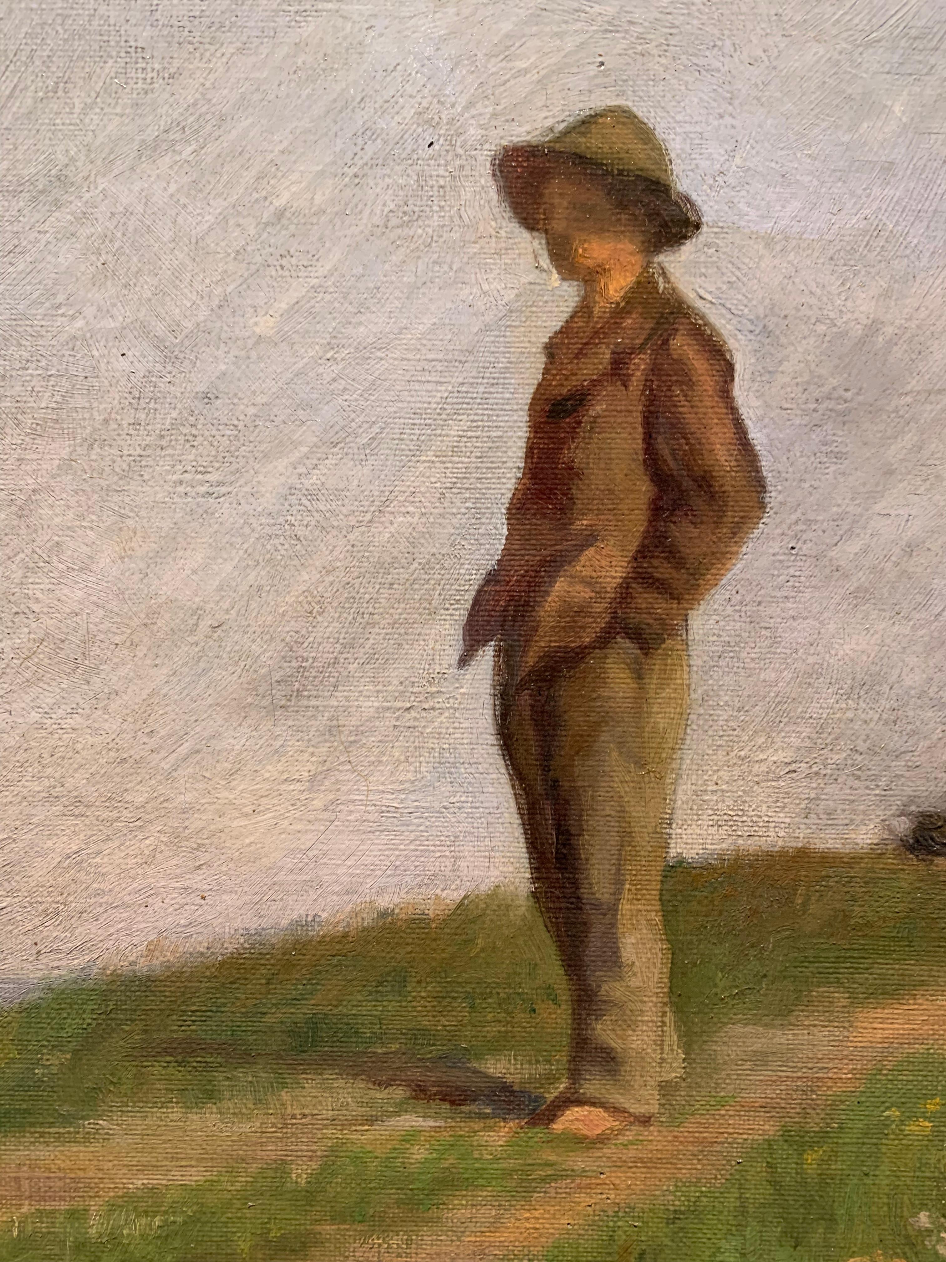 'Bavarian Boy in Landscape' by Rudolf Wimmer, Oil on Canvas For Sale 8
