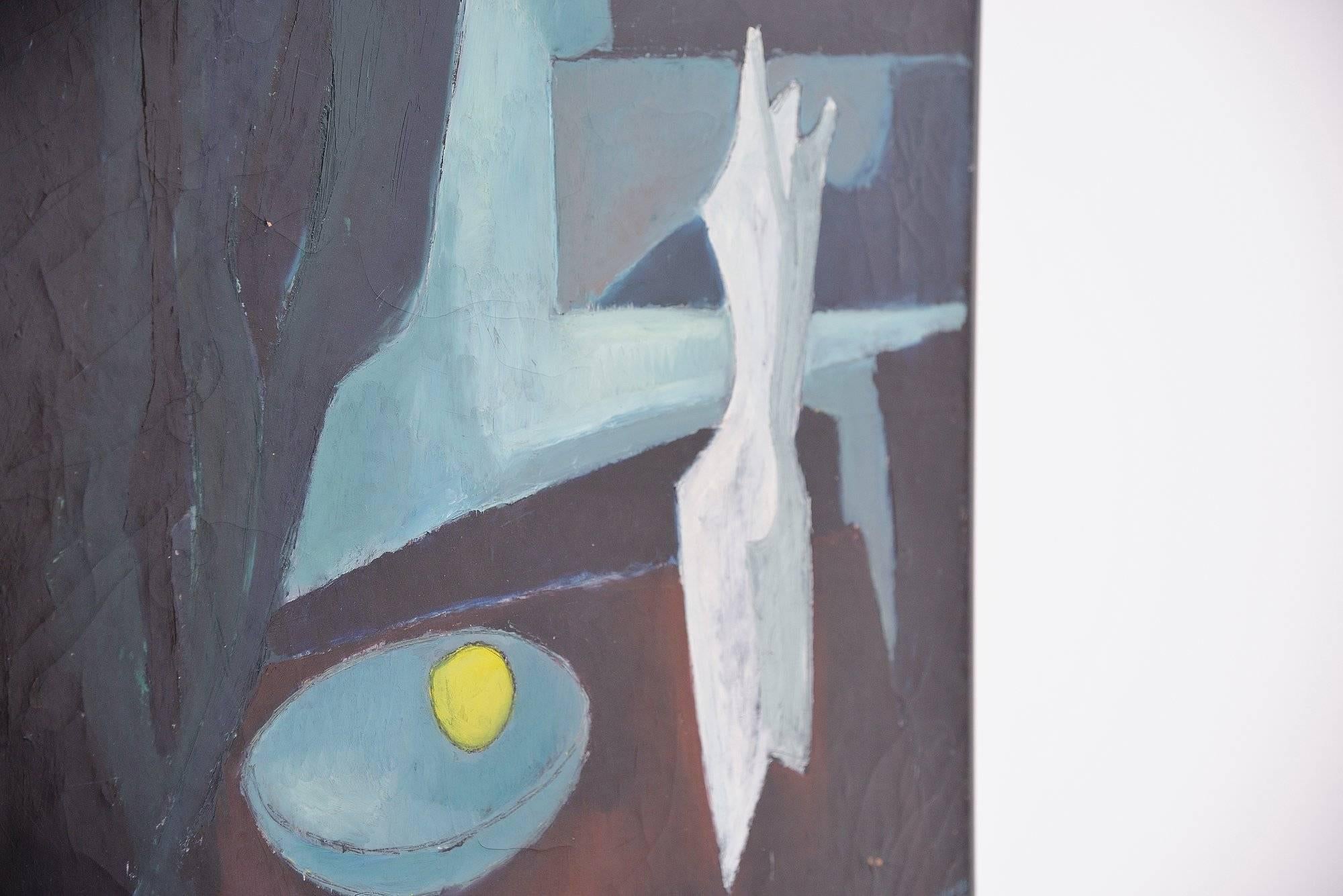 Rudolf Wolf Abstract Modern Painting on Canvas, 1952 In Fair Condition In Roosendaal, Noord Brabant
