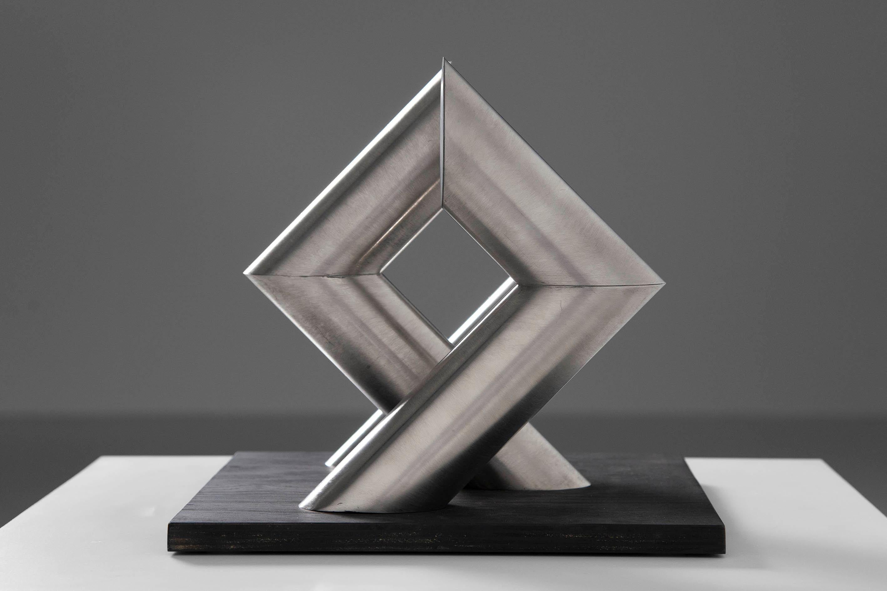 Stainless Steel Rudolf Wolf Abstract Tubes Sculpture Holland 1975 For Sale
