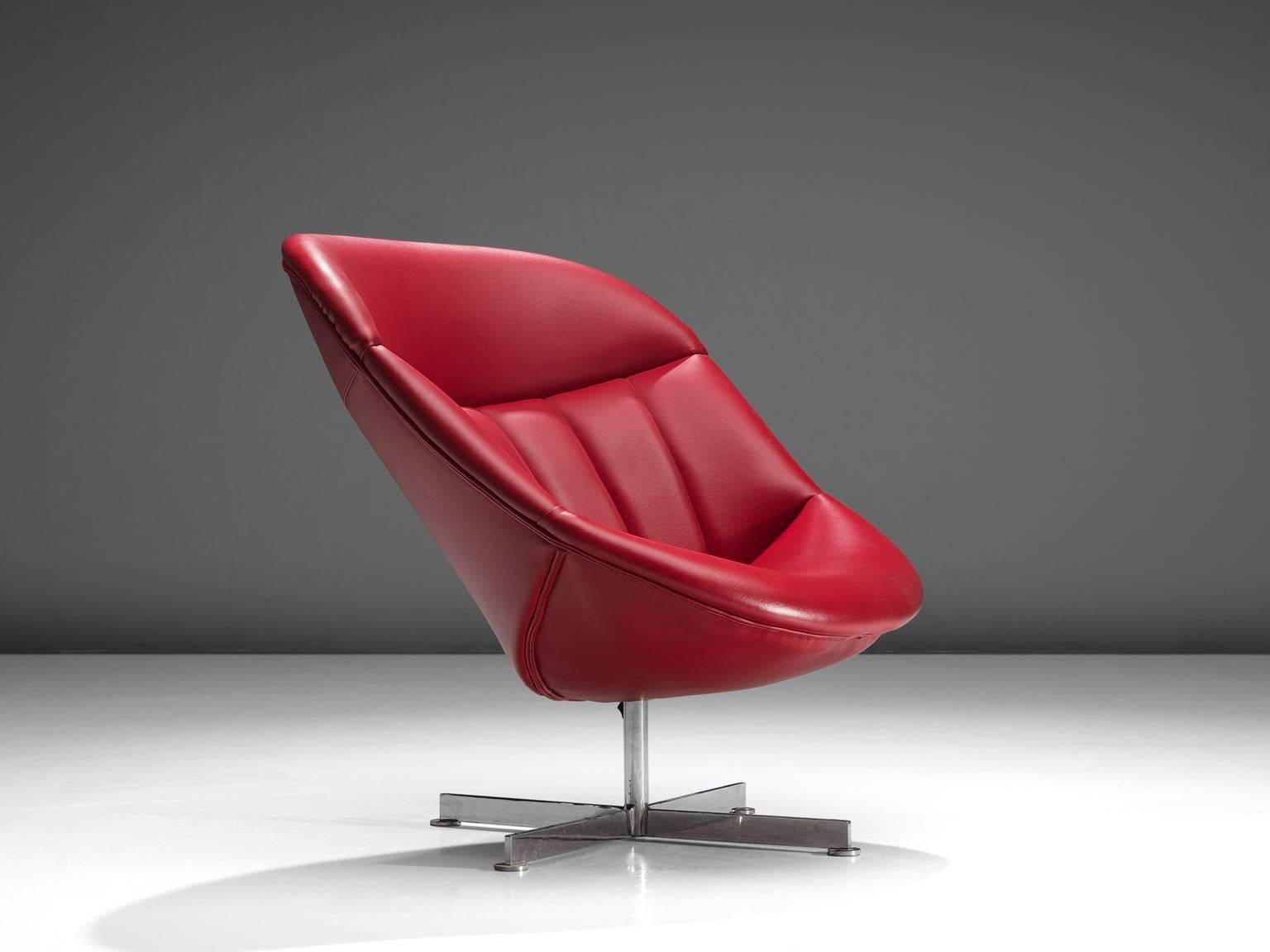 Mid-Century Modern Rudolf Wolf for Rohe Red Lounge Chair