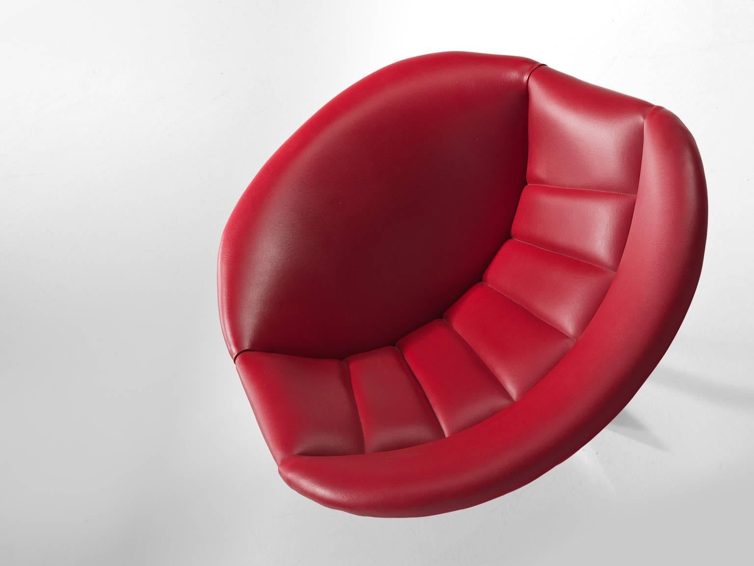 Mid-20th Century Rudolf Wolf for Rohe Red Lounge Chair