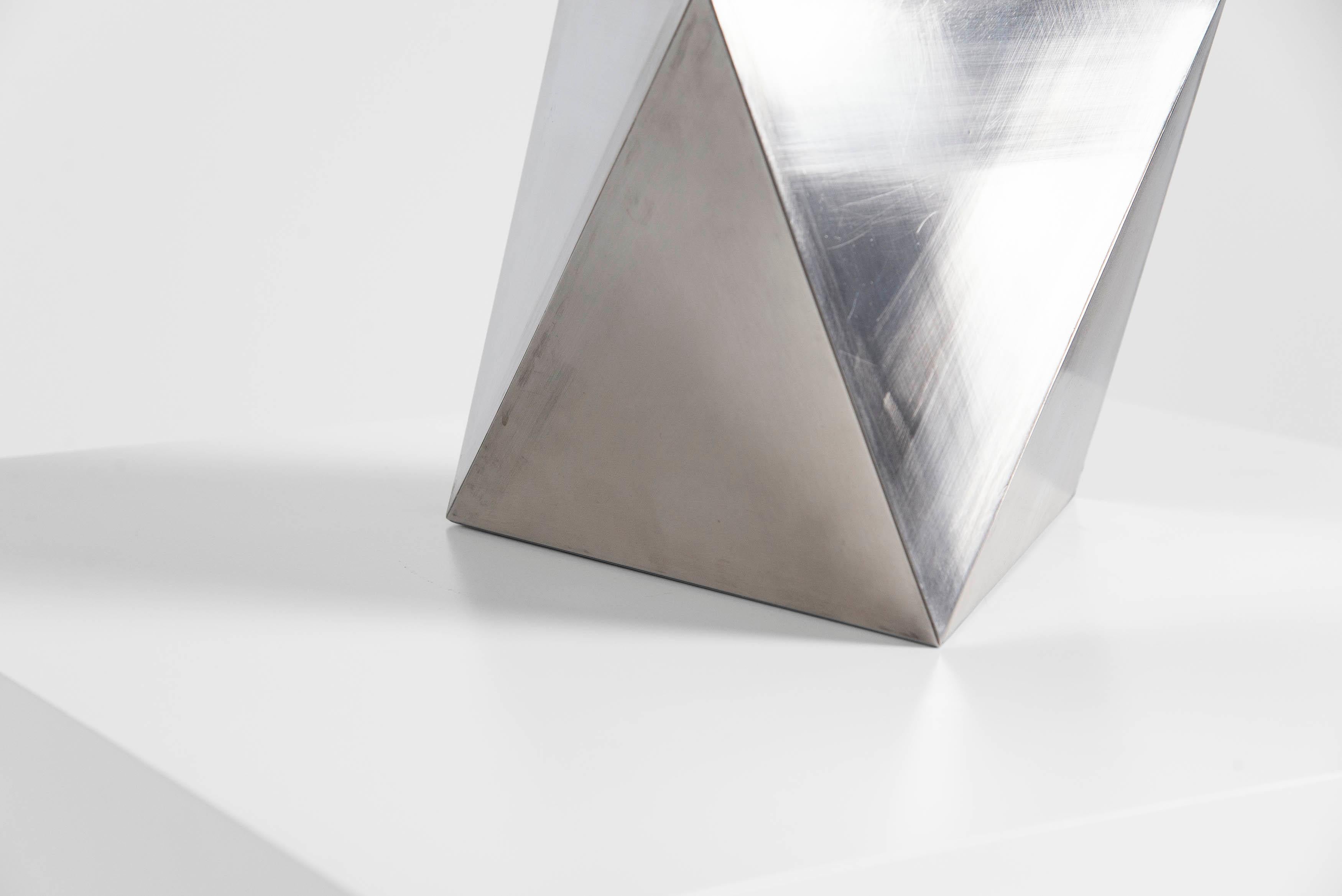 Rudolf Wolf Geometric Stainless Steel Sculpture 1981 In Good Condition For Sale In Roosendaal, Noord Brabant
