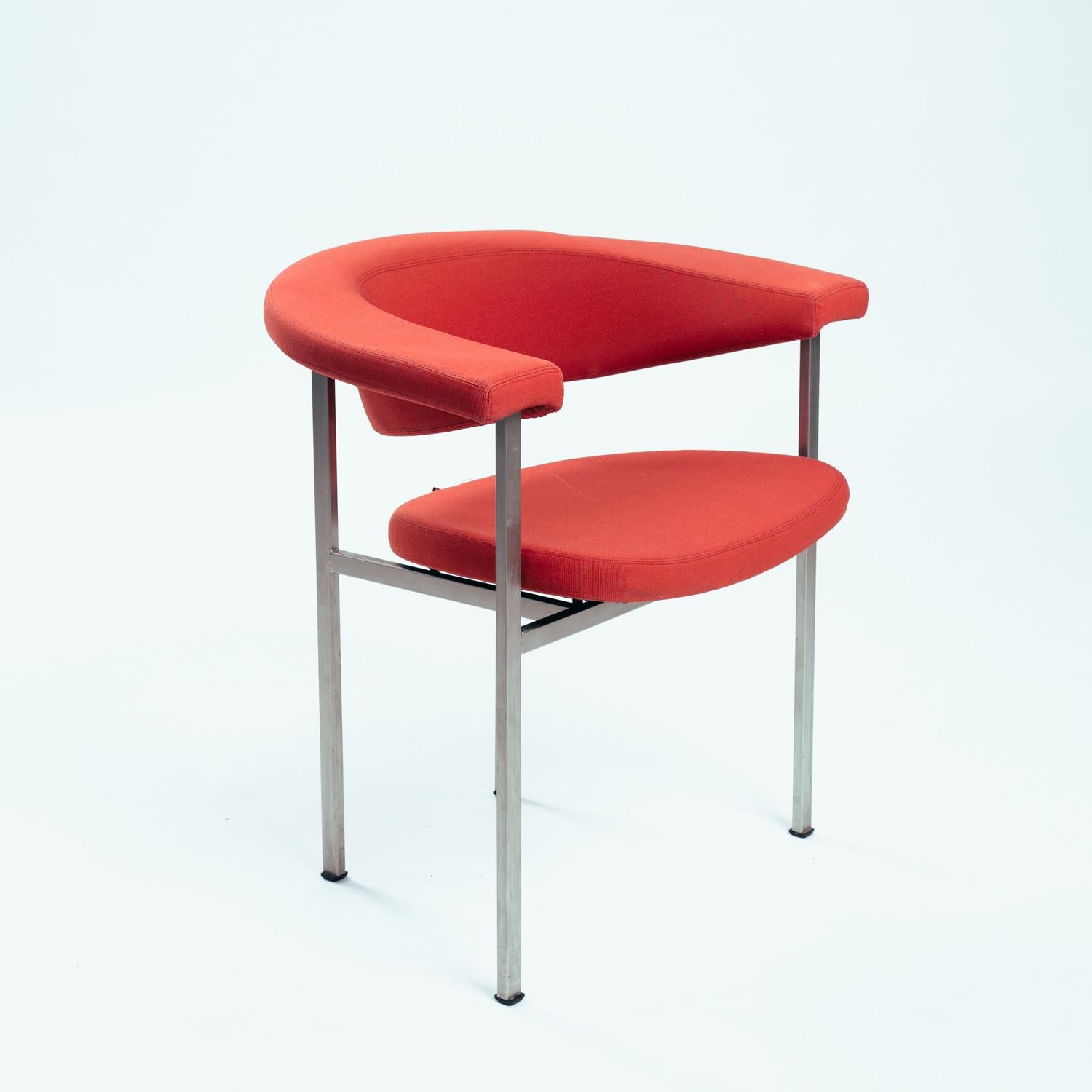 Steel Rudolf Wolf Meander Beta chair, Dutch modernist arm chair, 1960s, set of 4