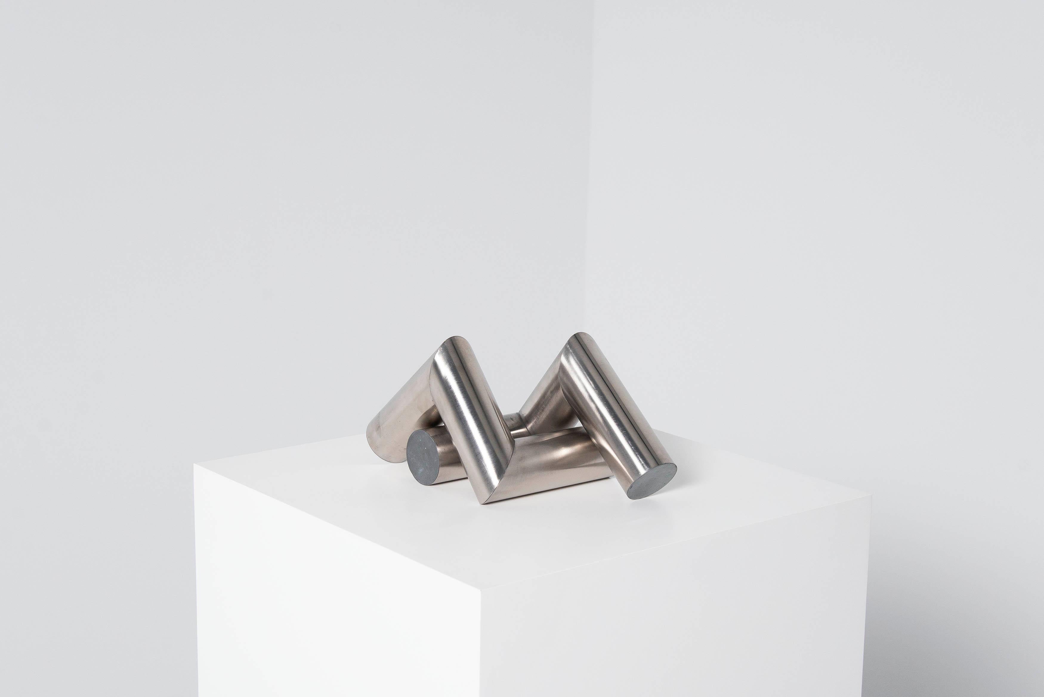 Late 20th Century Rudolf Wolf Two Tubes Abstract Sculpture, Holland, 1975 For Sale