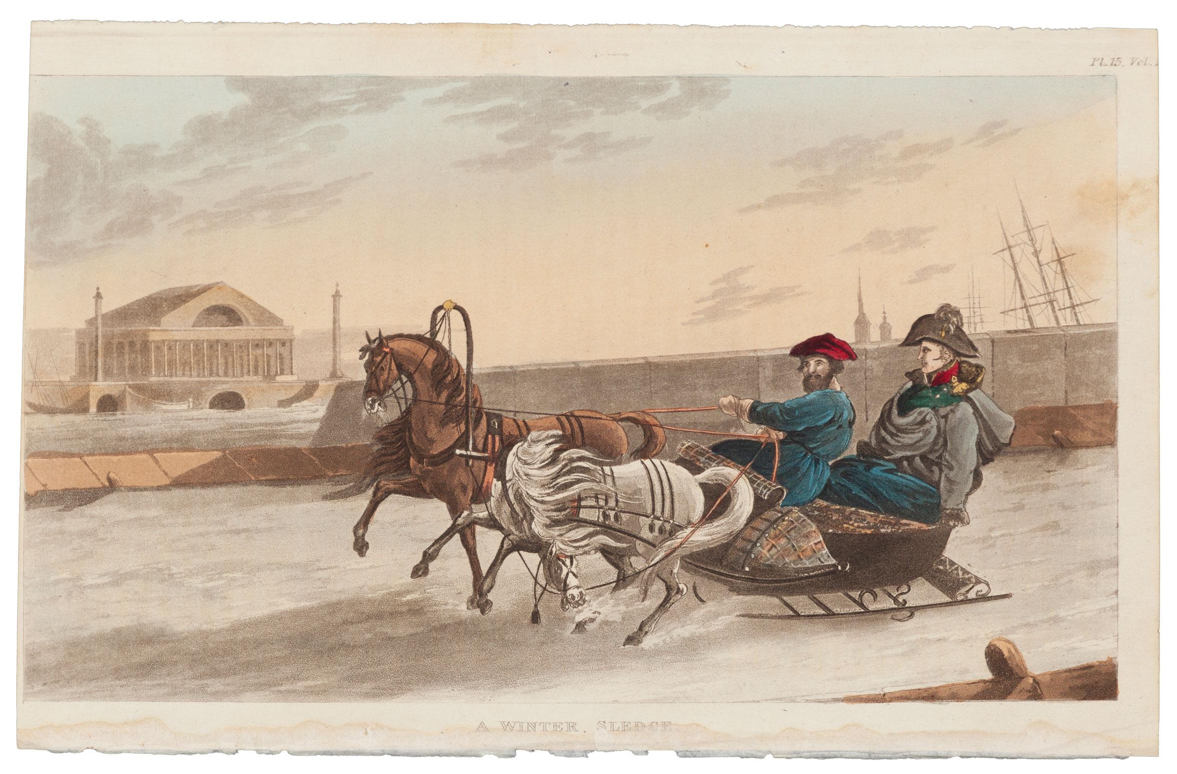Rudolph Ackermann Animal Print - A Winter Sledge