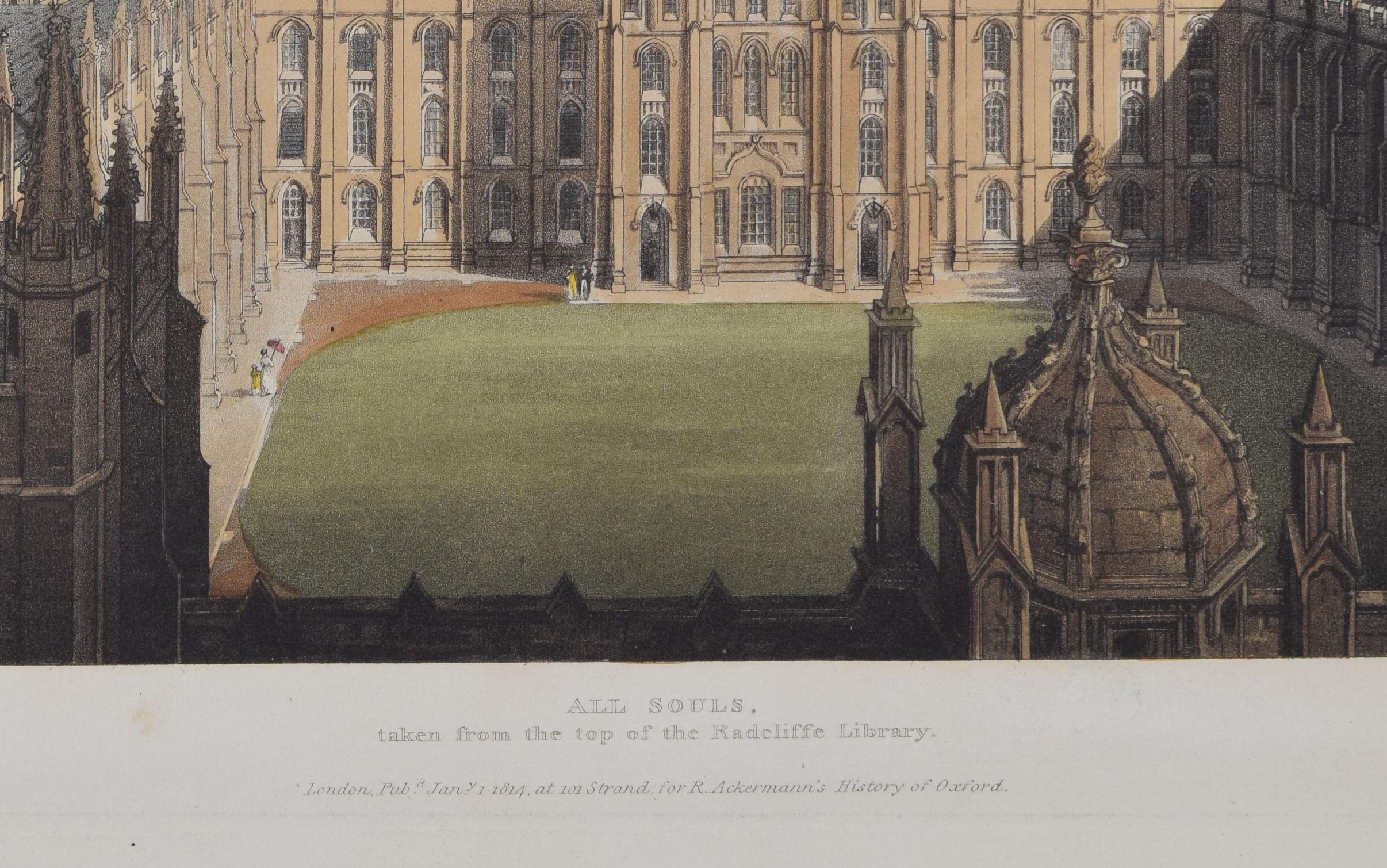 All Souls College, Oxford engraving by Bluck after Pugin for Ackermann For Sale 3