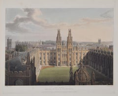 Antique All Souls College, Oxford engraving by Bluck after Pugin for Ackermann