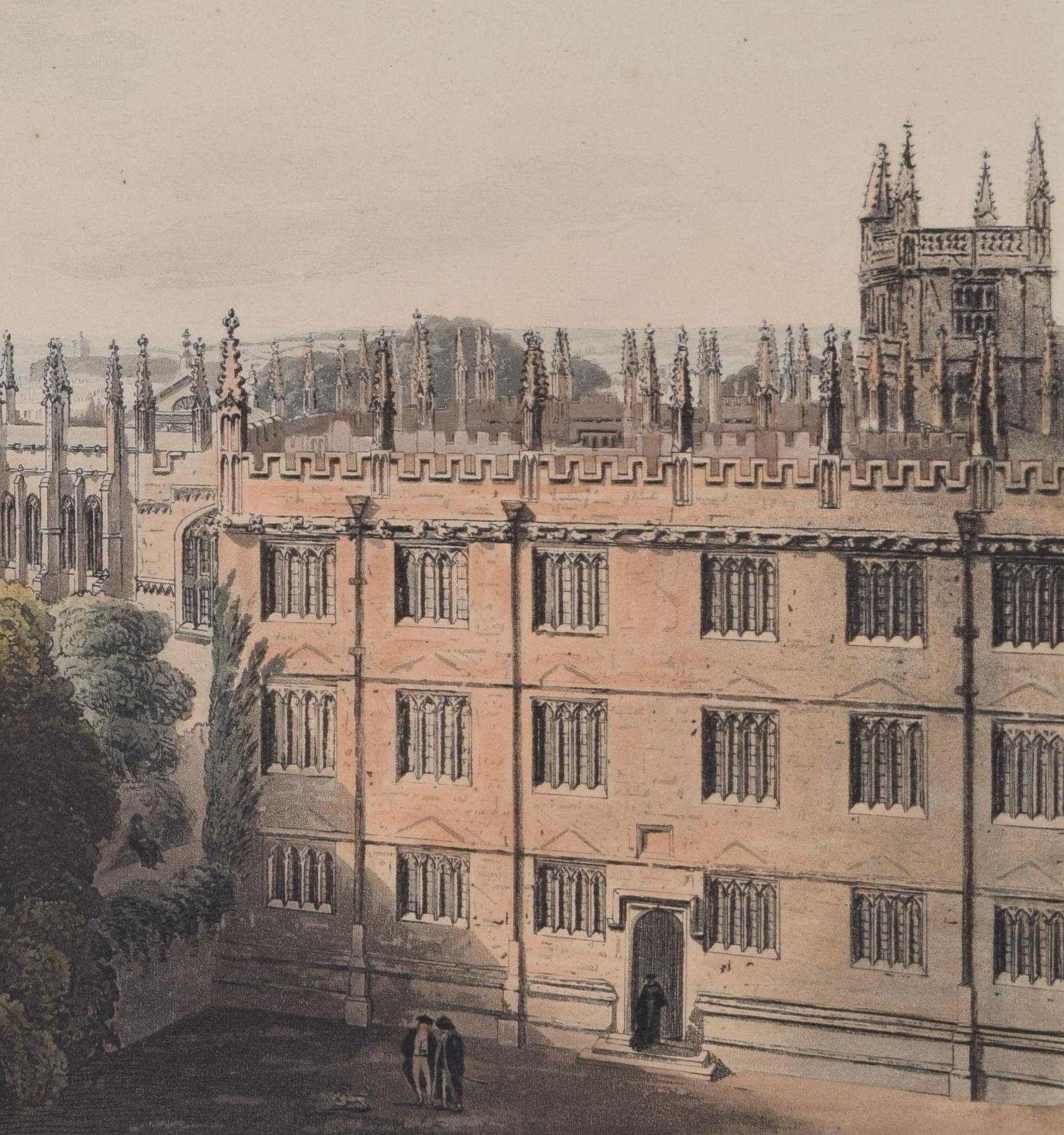Brasenose College, Oxford engraving by Hill after Mackenzie for Ackermann For Sale 1