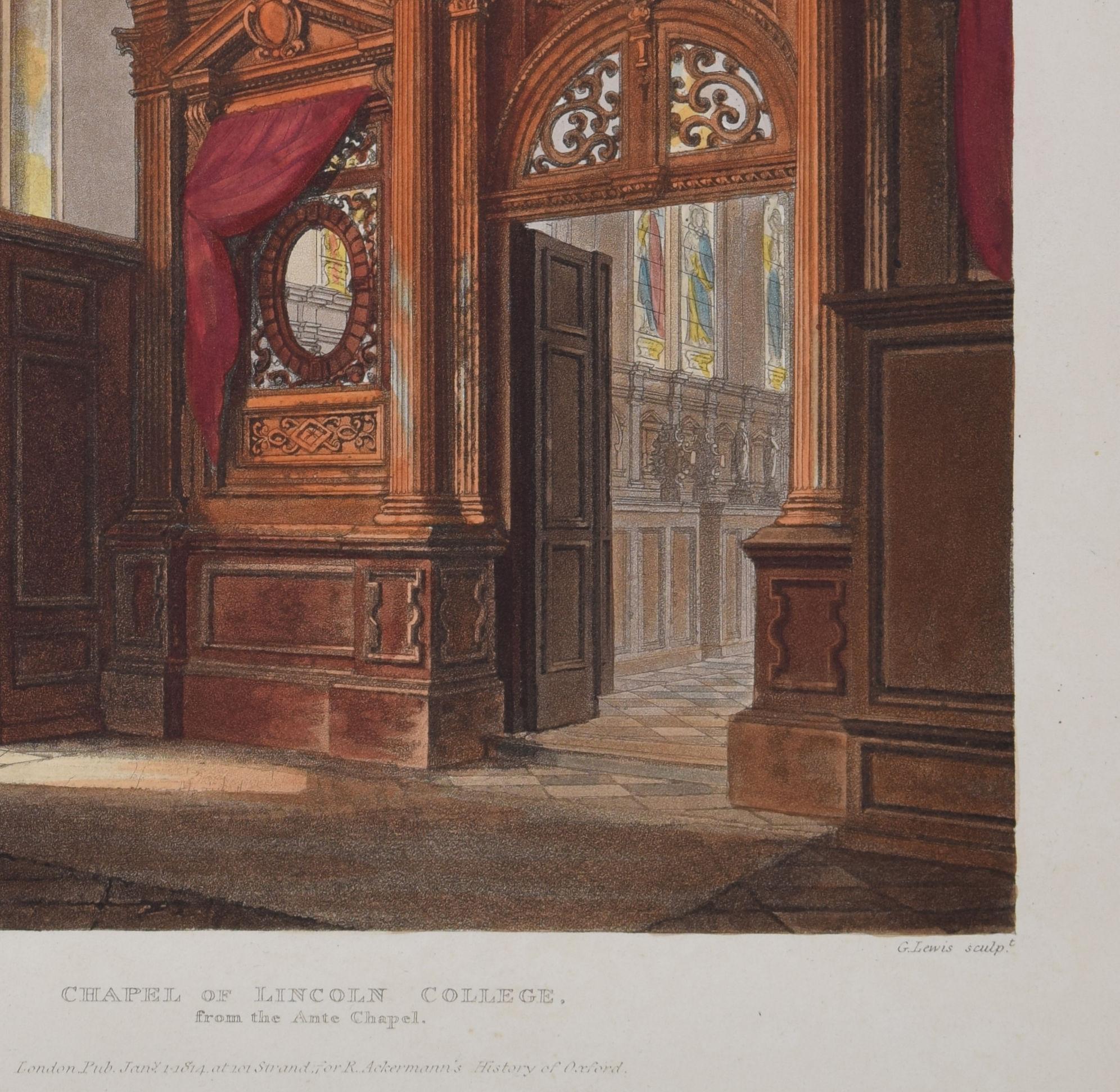 Chapel of Lincoln College, Oxford par Lewis d'après Mackenzie pour Ackermann en vente 2