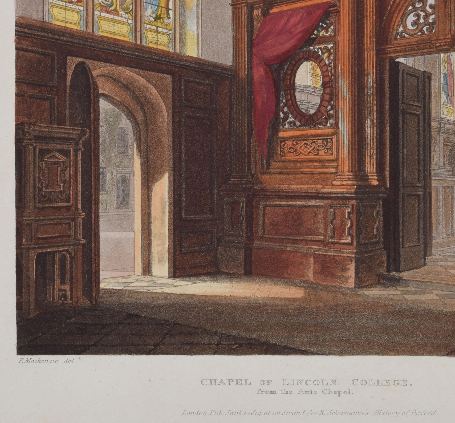 Chapel of Lincoln College, Oxford par Lewis d'après Mackenzie pour Ackermann en vente 3