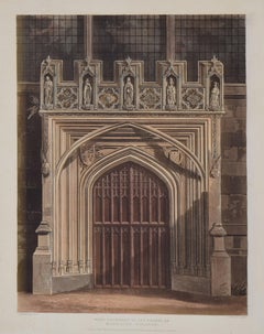 Antique Chapel of Magdalen College, Oxford engraving by Havell for Ackermann