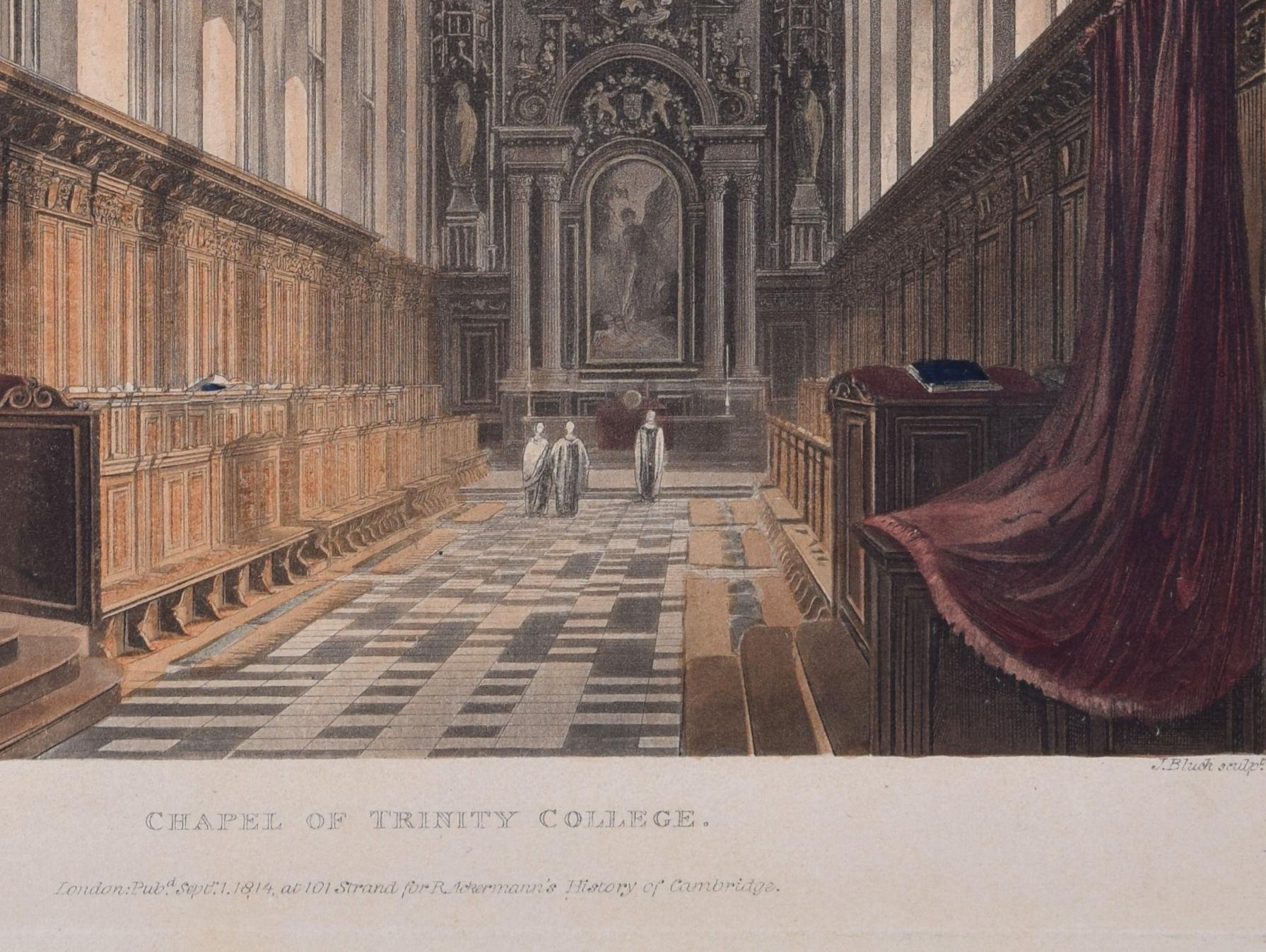 Chapel of Trinity College, Cambridge engraving by John Bluck for Ackermann For Sale 2