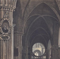 Christ Church Cathedral, Oxford interior engraving by Bennett after Westall