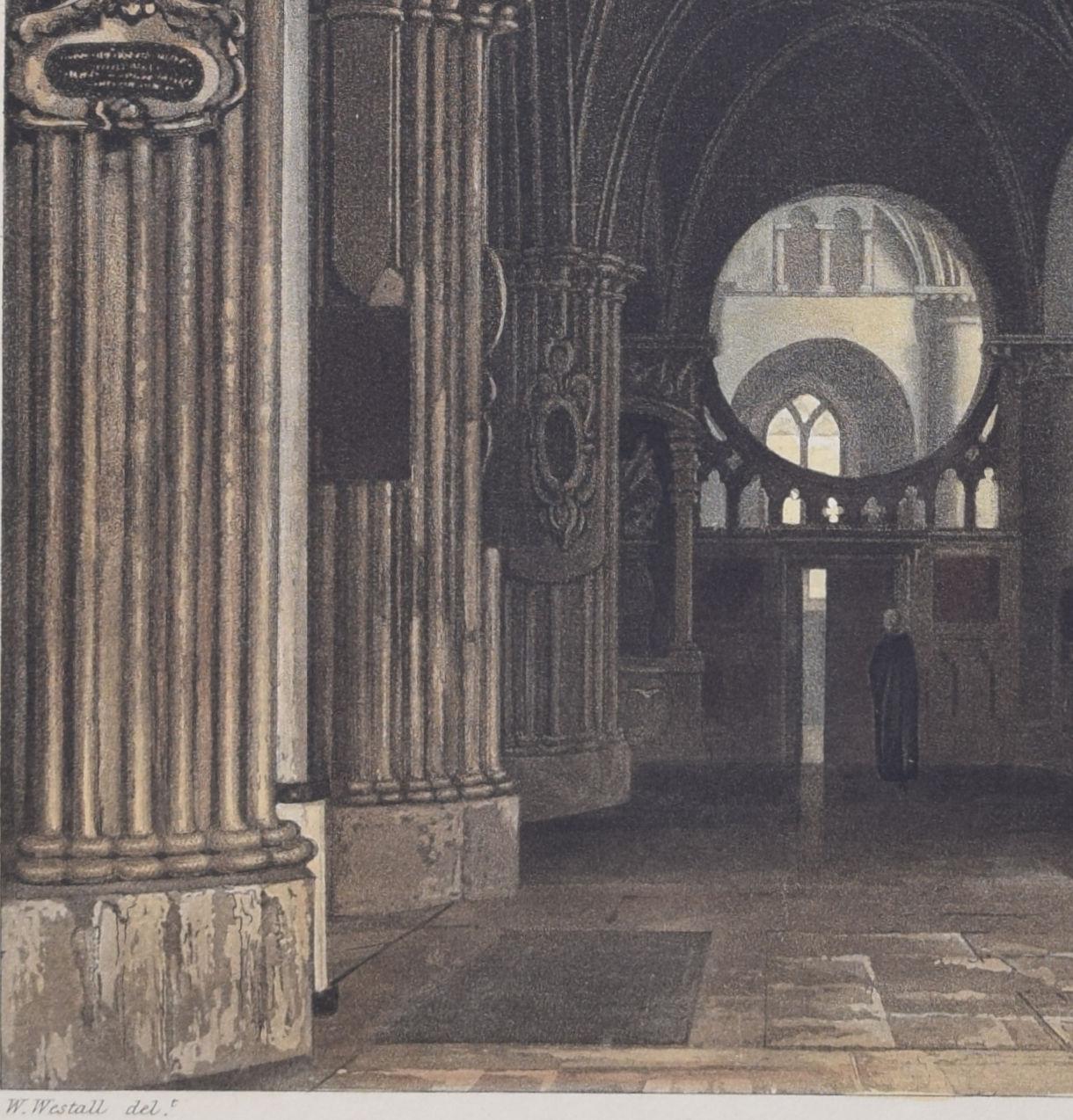 La cathédrale Christ Church, Oxford gravure d'intérieur de Bennett d'après Westall en vente 2