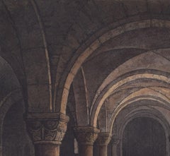 Crypt of St Peter's Church, Oxford engraving by Bluck after Nash for Ackermann